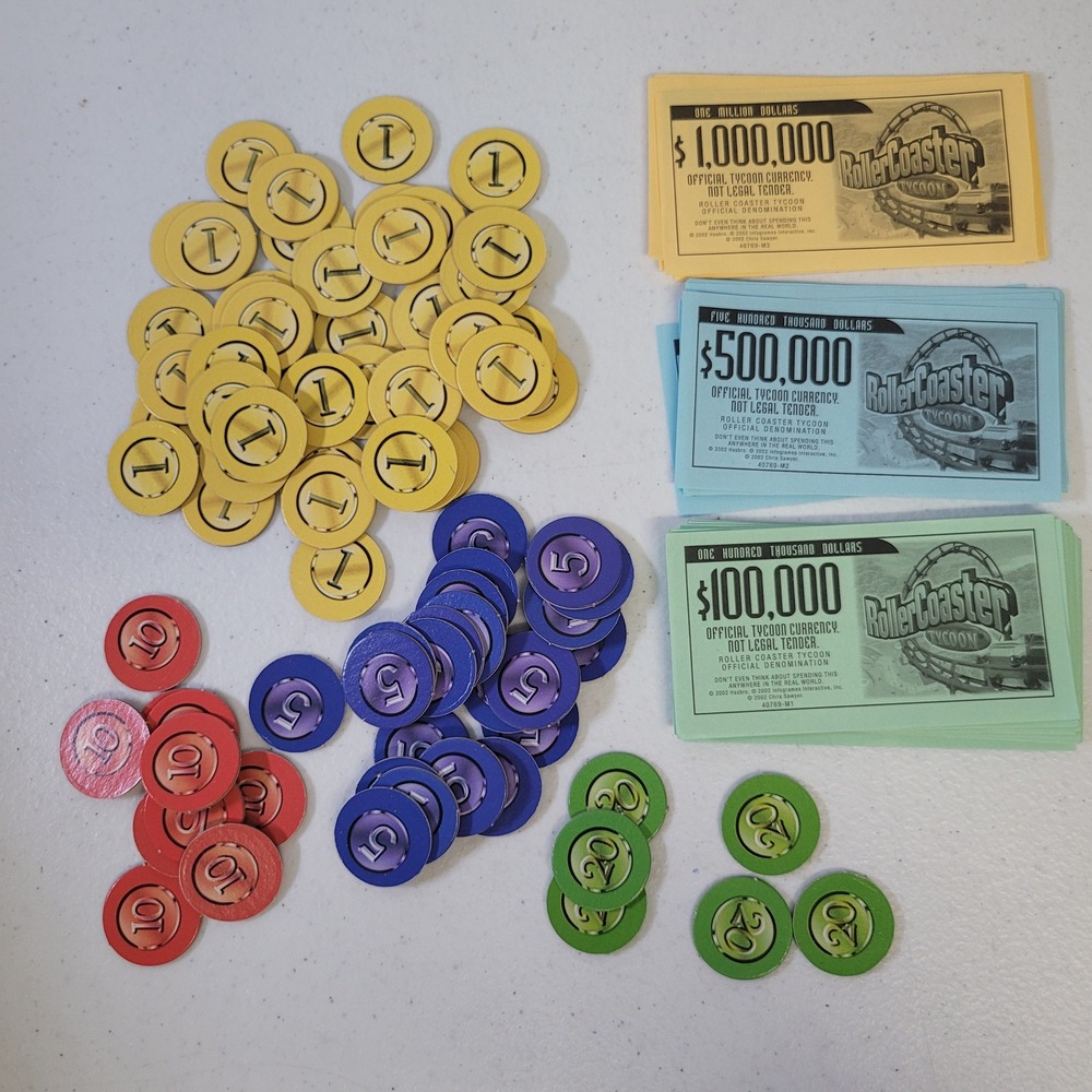 2002 RollerCoaster‎ Tycoon Board Game Replacement Money and Tokens